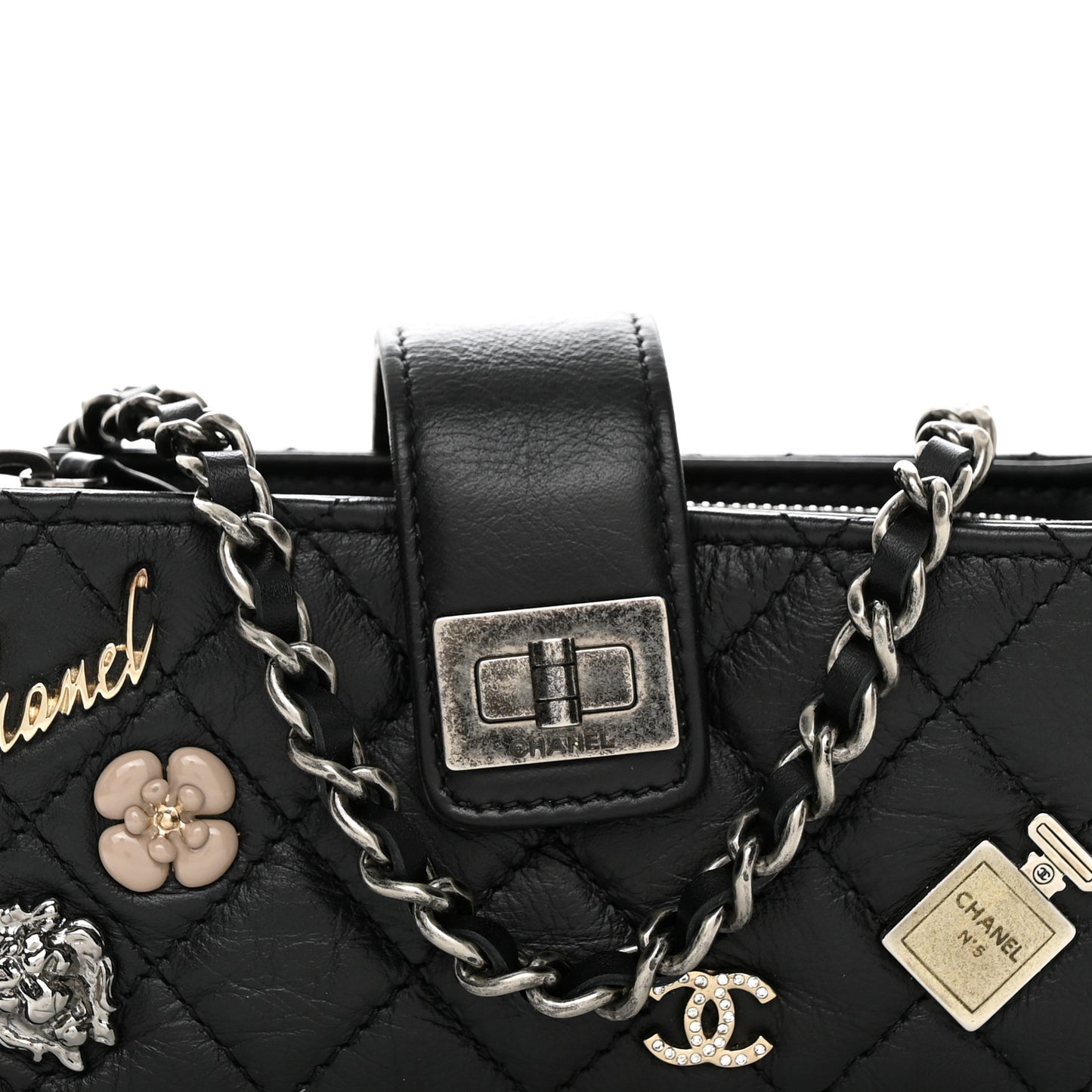 Aged Calfskin Lucky Charms 2.55 Reissue Mini Clutch With Chain Black