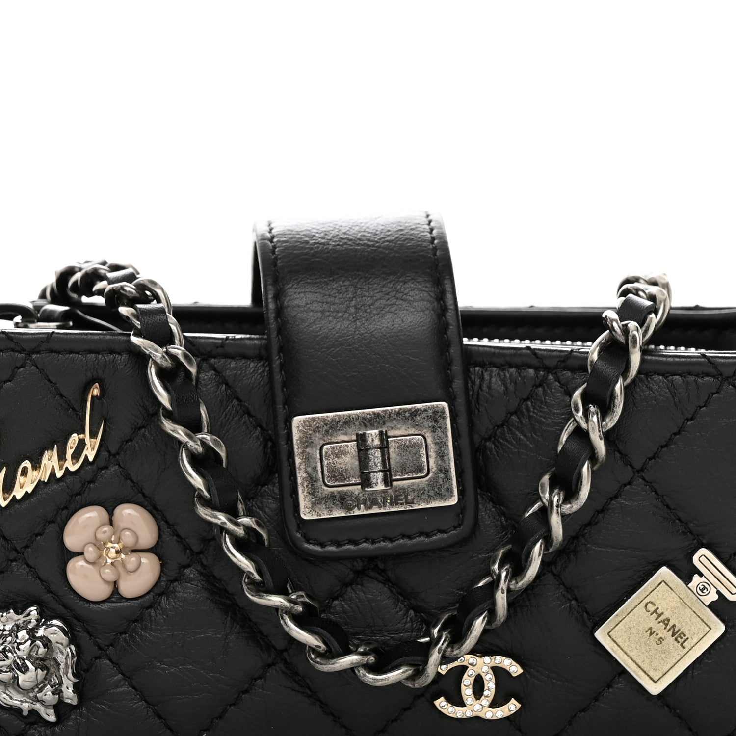 Chanel Aged Calfskin Lucky Charms 2.55 Reissue Mini Clutch With Chain Black 9 of 12