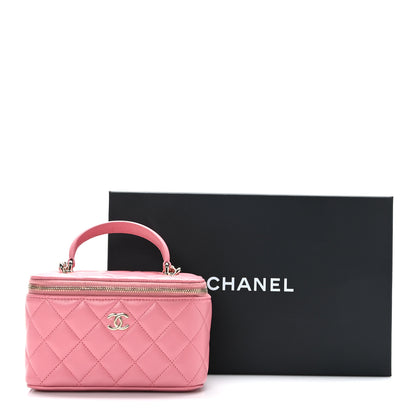 Chanel Lambskin Quilted Small Top Handle Vanity Case With Chain Pink 11 of 11