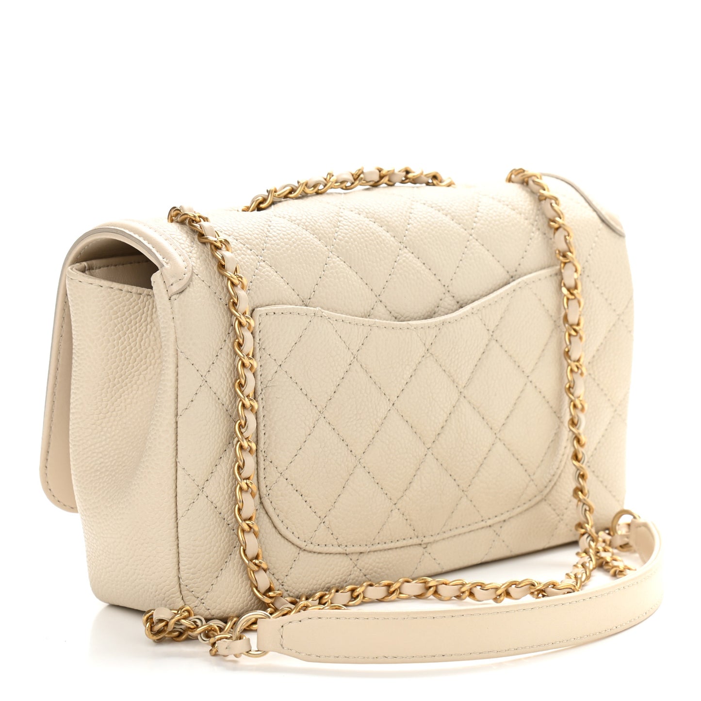 Caviar Quilted Small CC Filigree Flap Light Beige