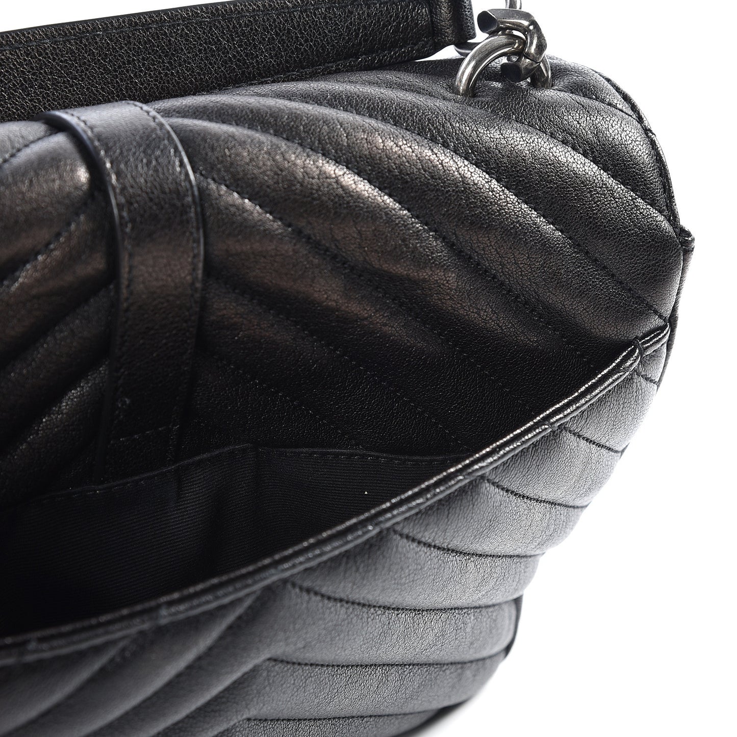 Sheepskin Matelasse Chevron Monogram Medium College Bag Black