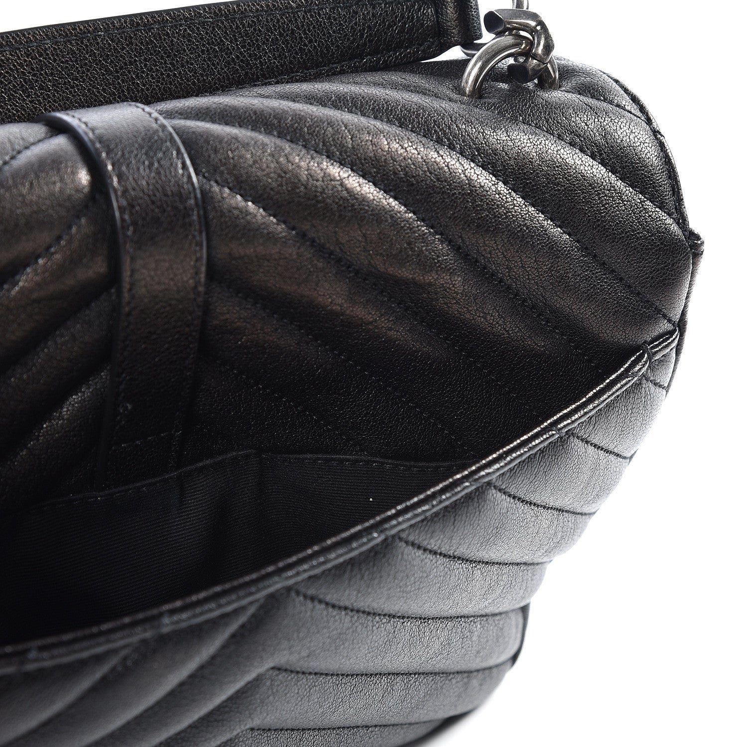 Saint Laurent Sheepskin Matelasse Chevron Monogram Medium College Bag Black 5 of 11