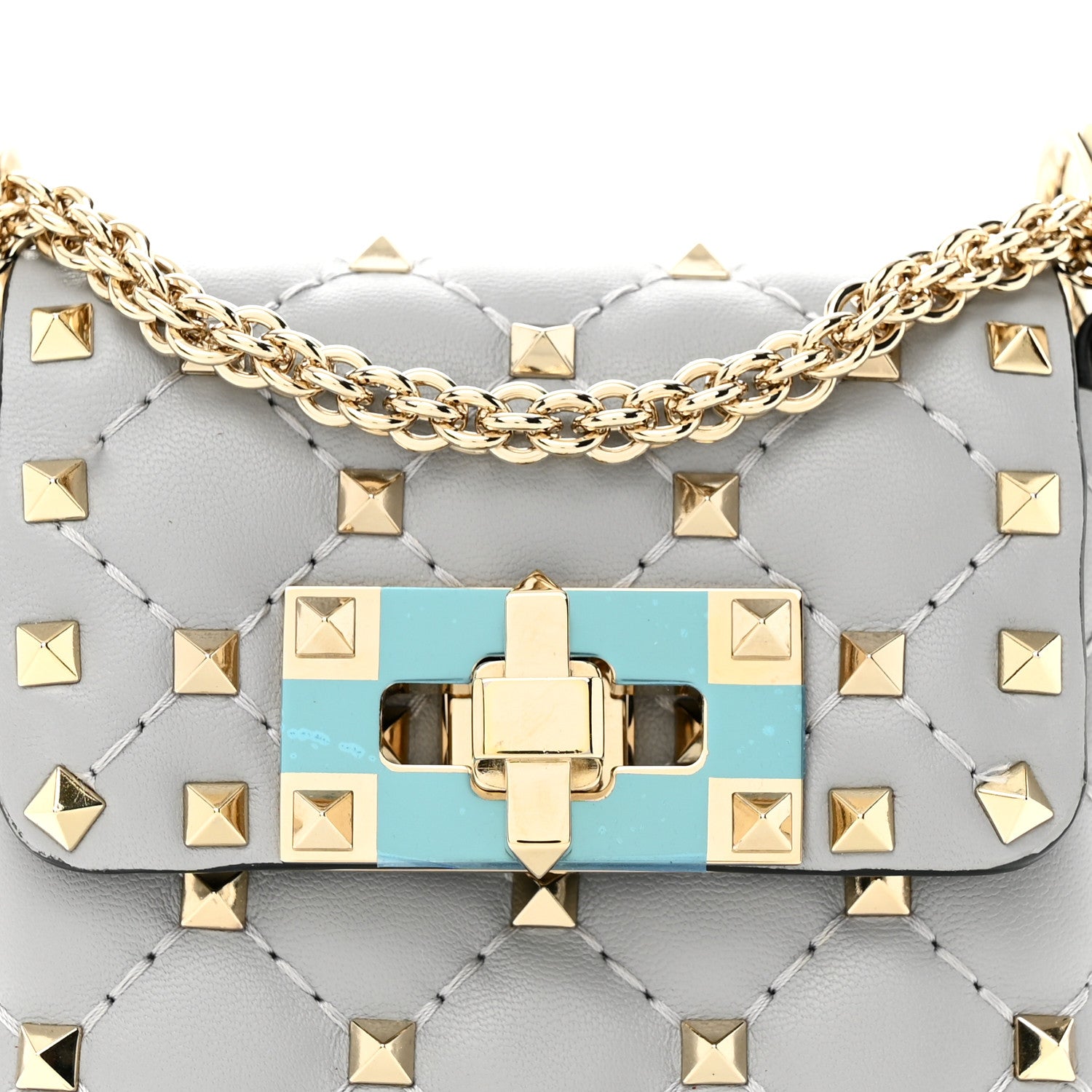 Valentino Garavani Lambskin Rockstud Crossbody Phone Case Pastel Grey 7 of 10