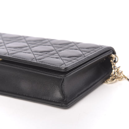 Christian Dior Lambskin Cannage Lady Dior Pouch Black 10 of 11