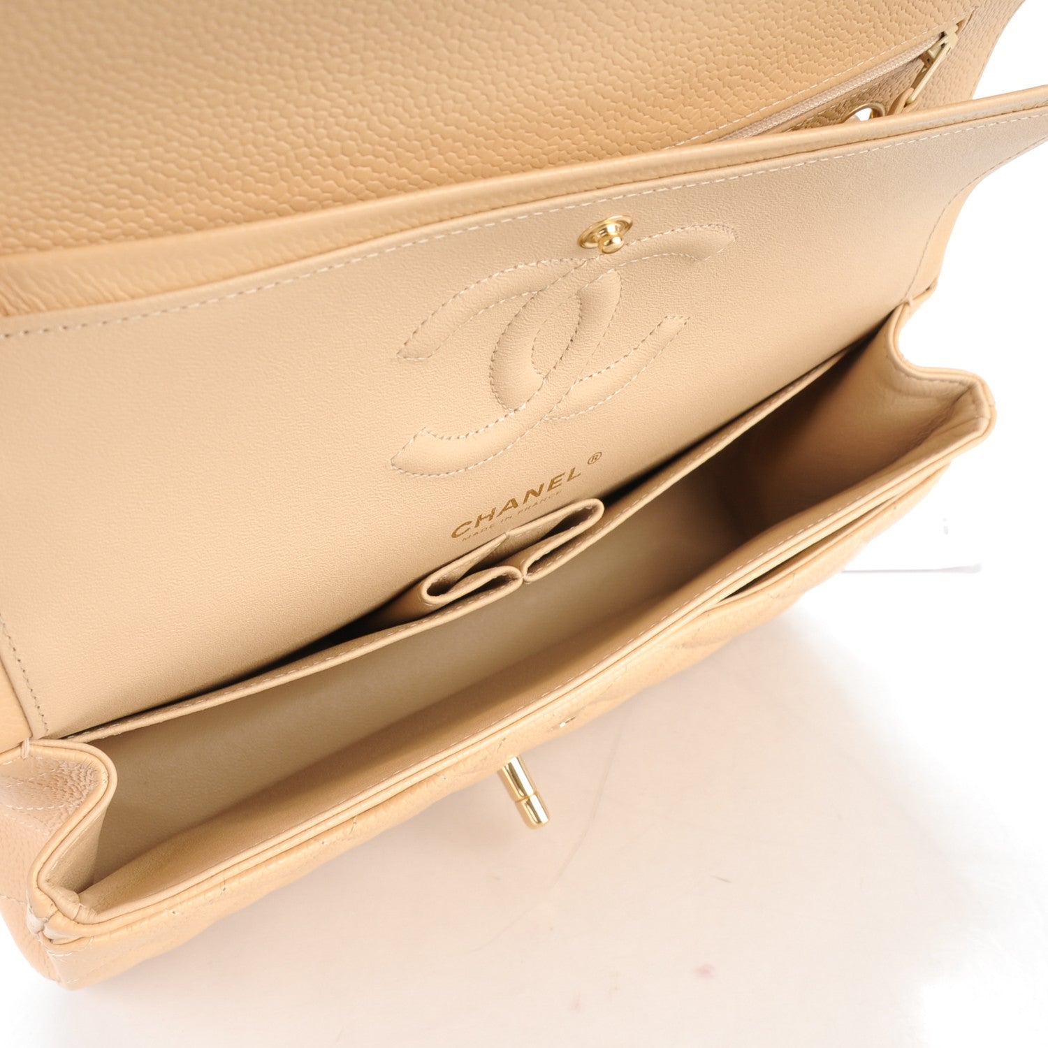 Chanel Caviar Quilted Medium Double Flap Beige Clair 5 of 8