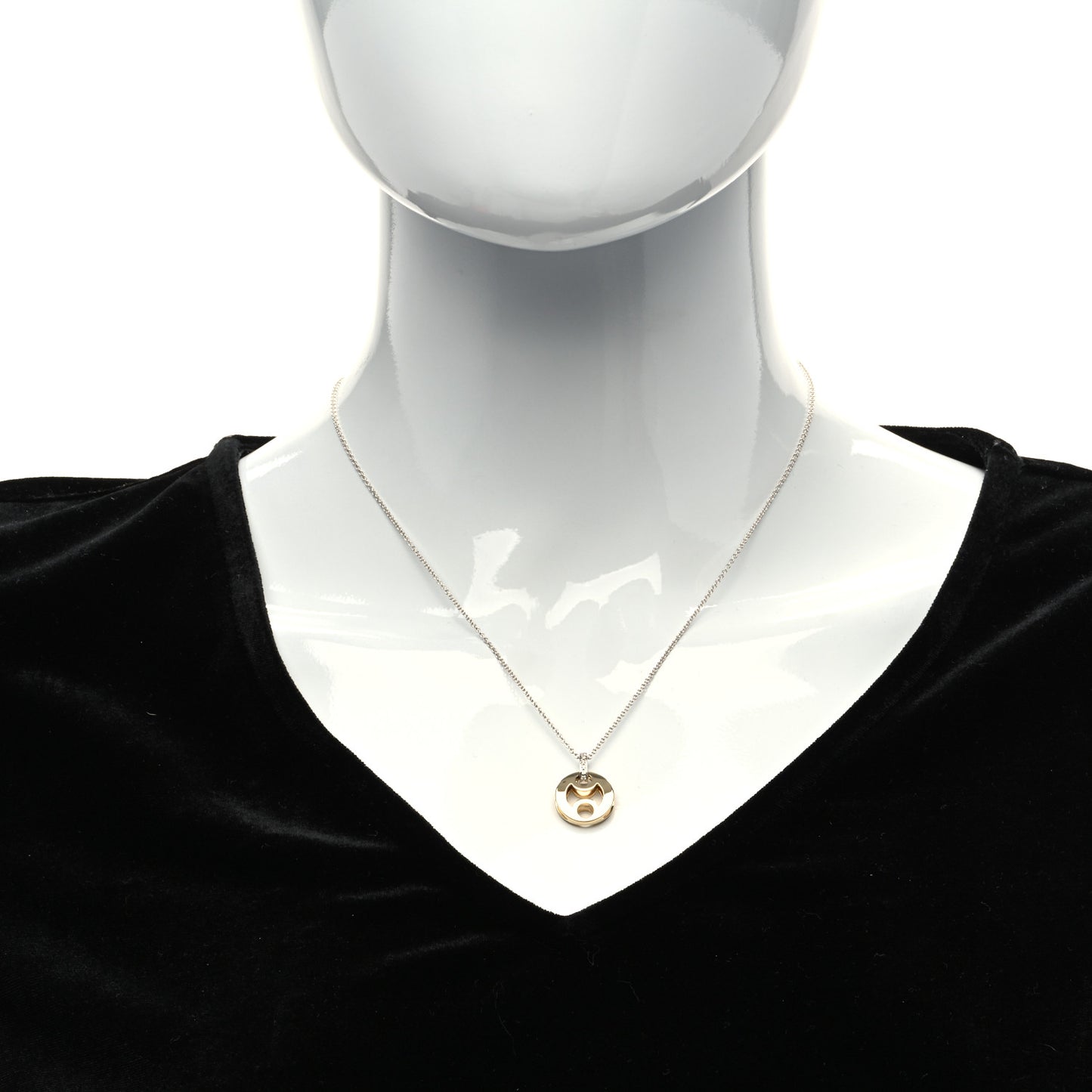 18K Yellow White Gold Diamond Cutout Pendant Necklace
