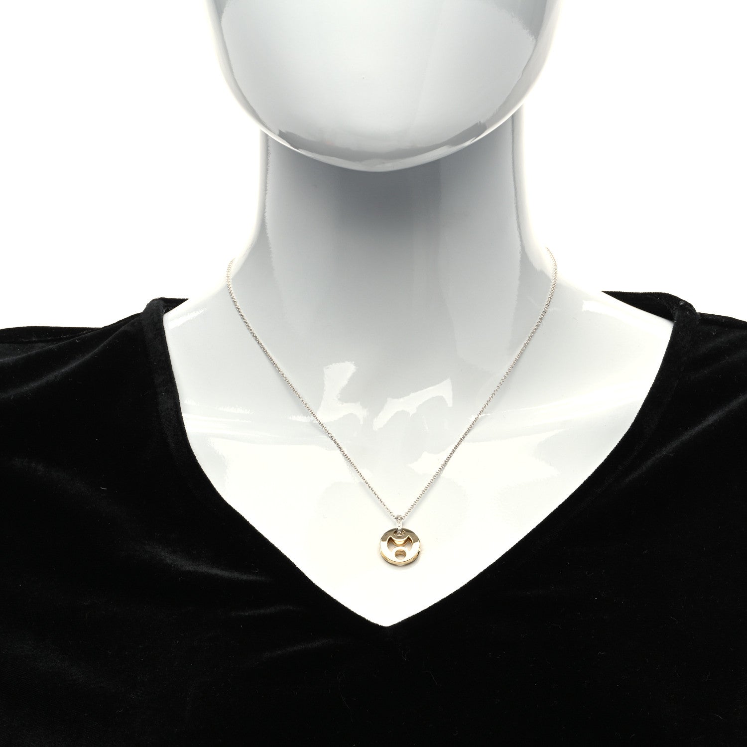 Roberto Coin 18K Yellow White Gold Diamond Cutout Pendant Necklace 2 of 5