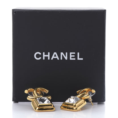 Chanel Large Crystal CC Drop Earrings Gold 6 of 6