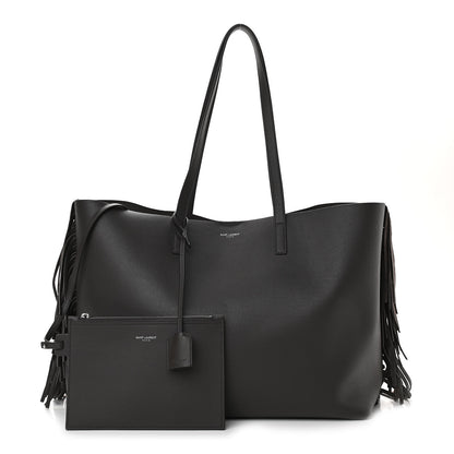 Saint Laurent Calfskin Large Fringe Shopping Tote Dark Grey 1 of 14