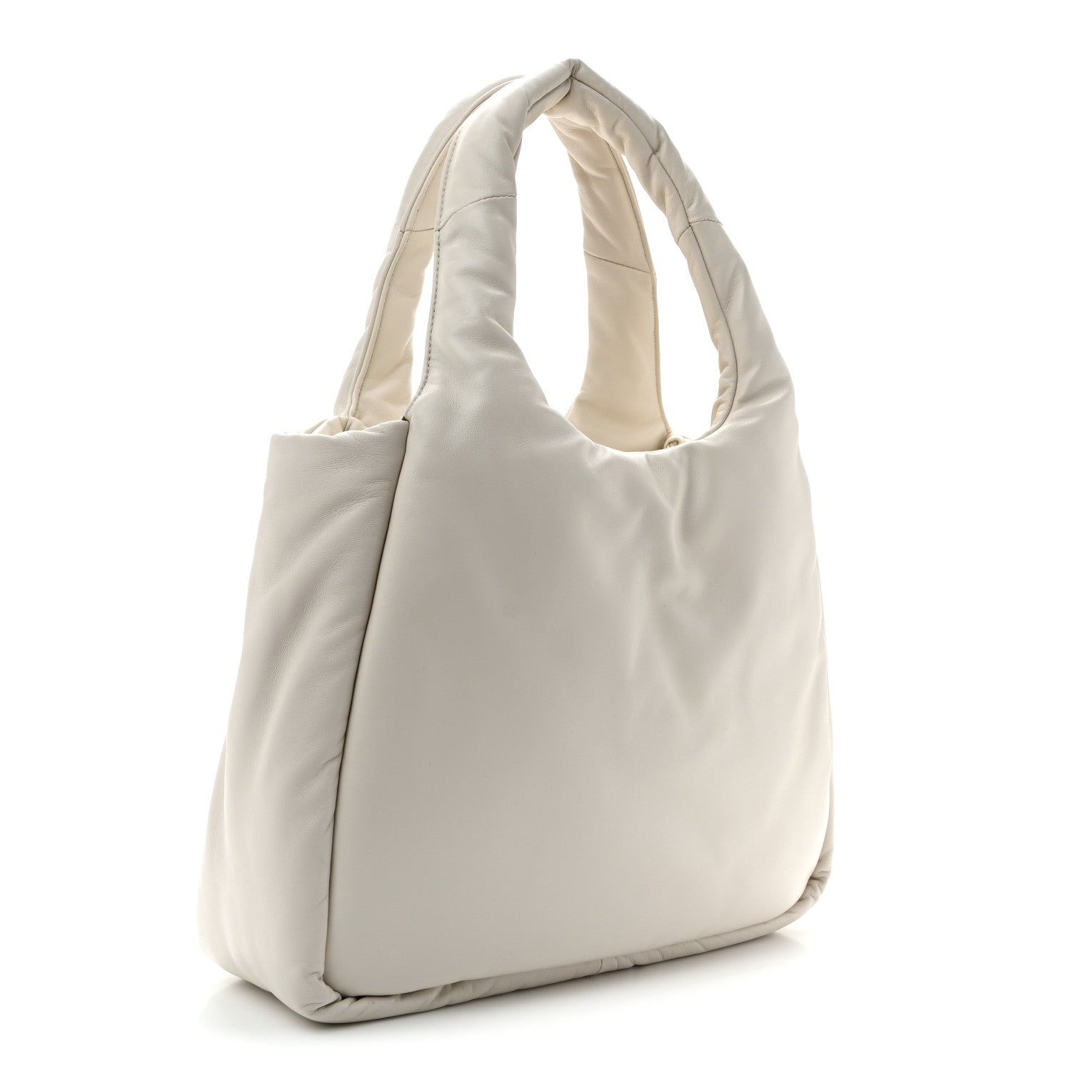 Prada Nappa Soft Padded Medium Double Handled Shoulder Bag White 3 of 9