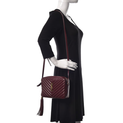 Saint Laurent Calfskin Matelasse Monogram Lou Camera Bag Dark Legion Red 2 of 10