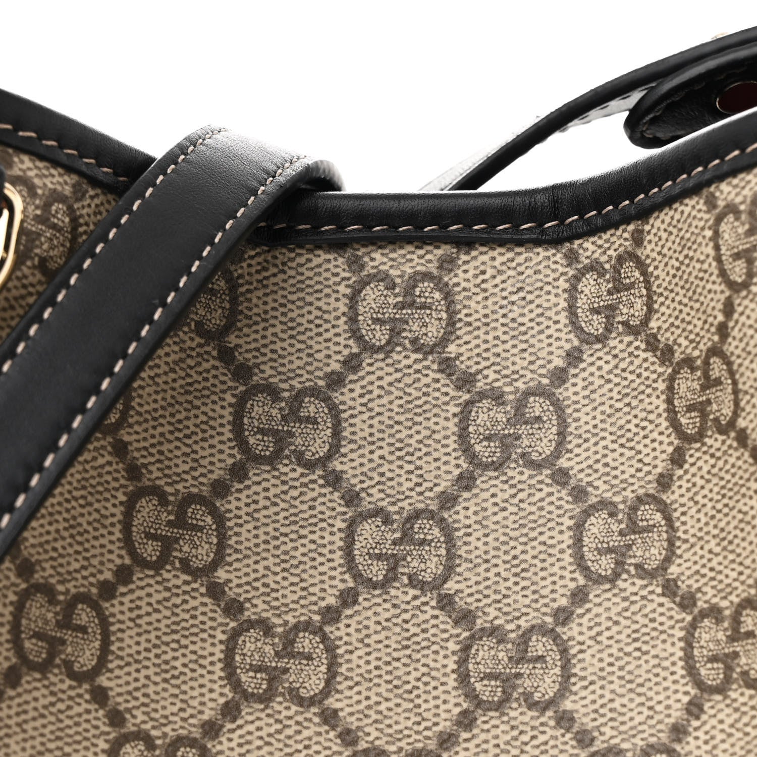 Gucci GG Supreme Monogram Emblem Mini Bucket Bag Beige Dark Brown Black 9 of 12