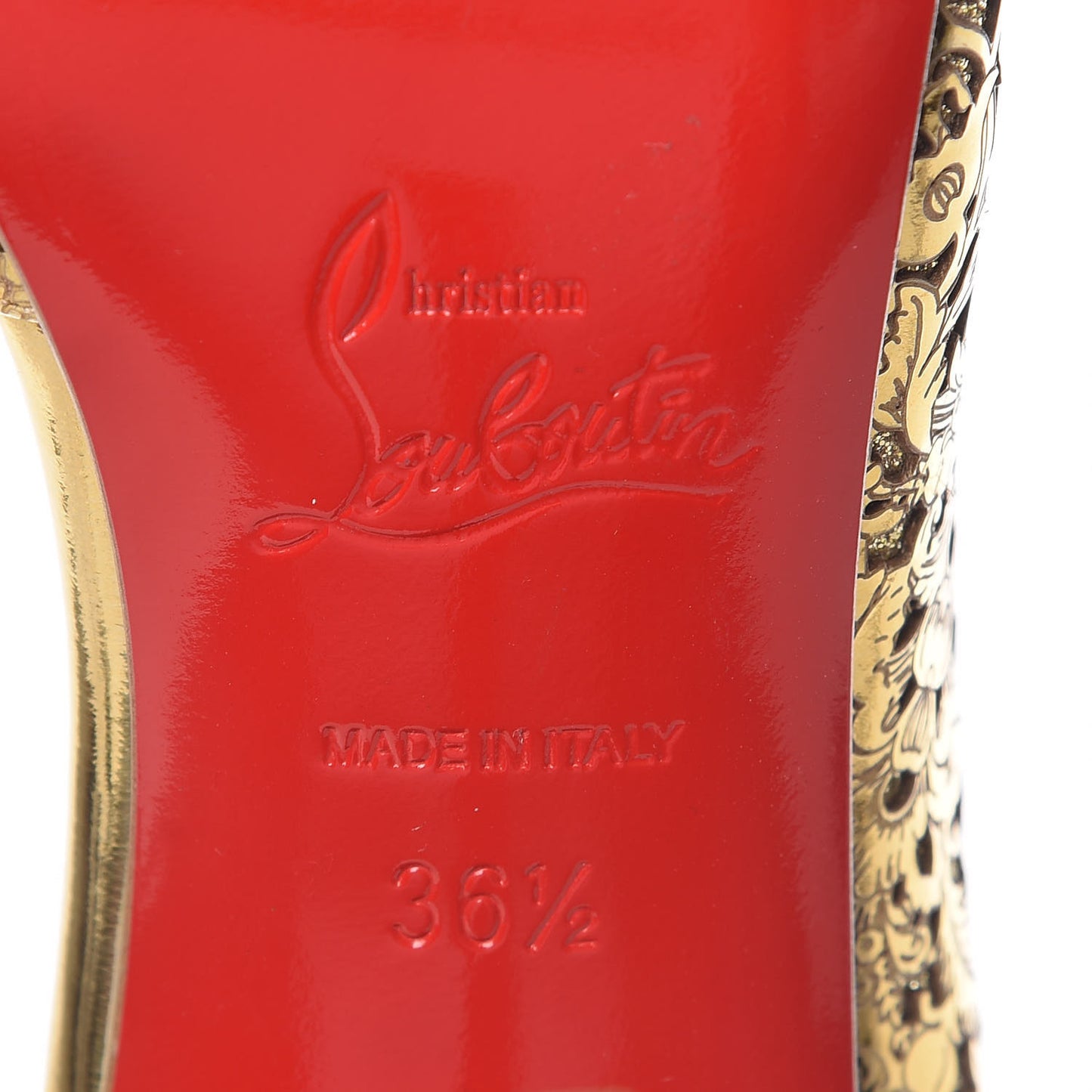 Patent Laser Cut Iriza 100 Pumps 36.5 Gold