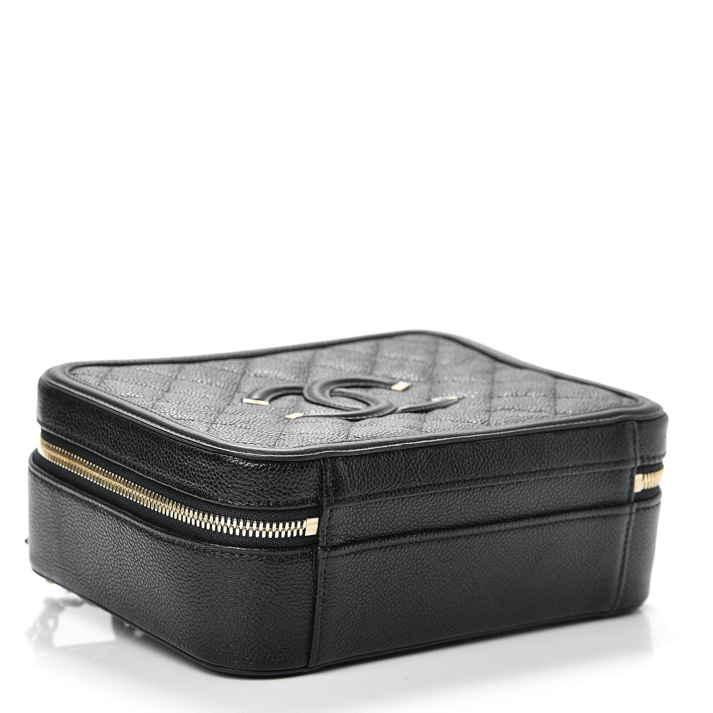 Caviar Quilted Medium CC Filigree Vanity Case Black