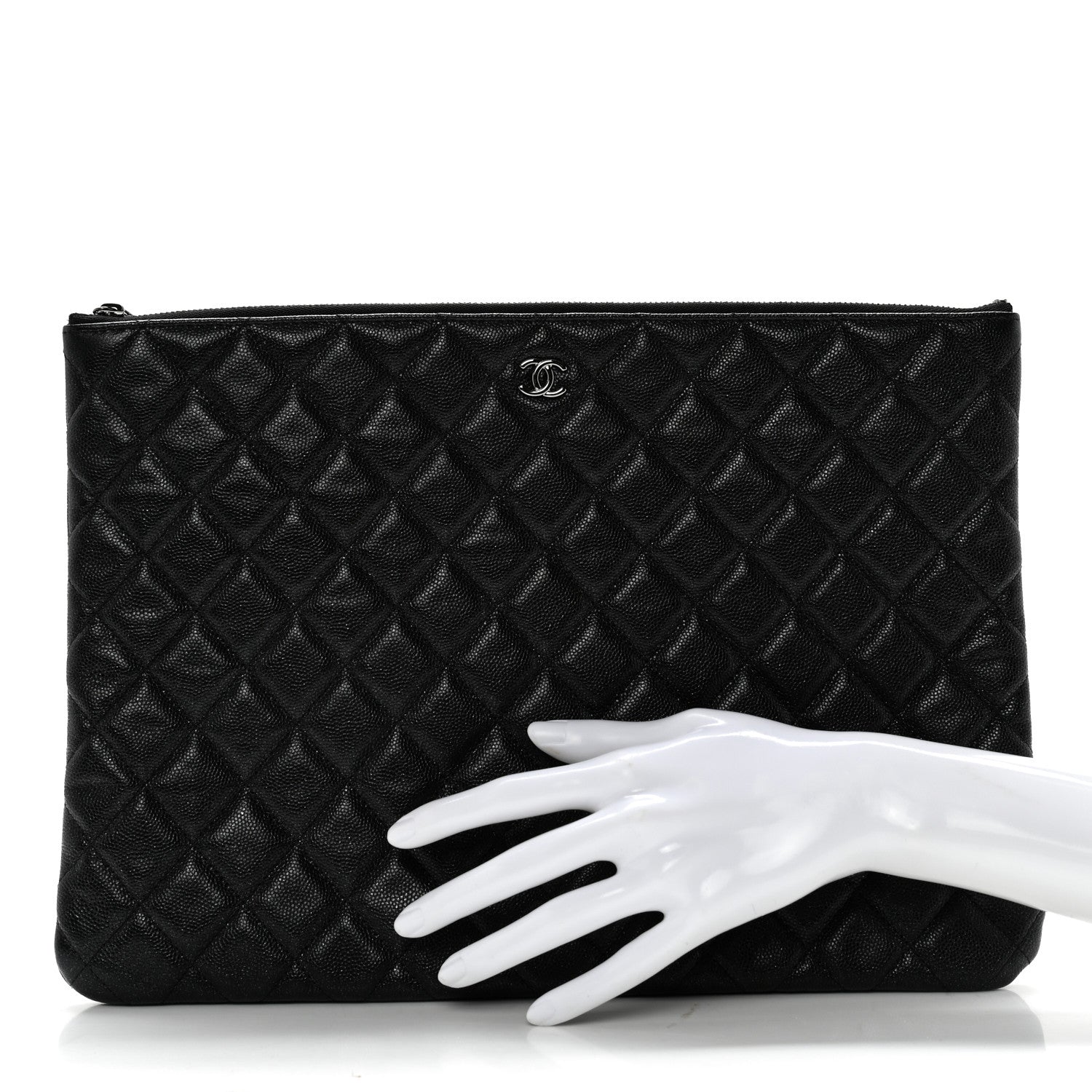 Chanel Iridescent Caviar Quilted Large Cosmetic Case Black 2 of 9