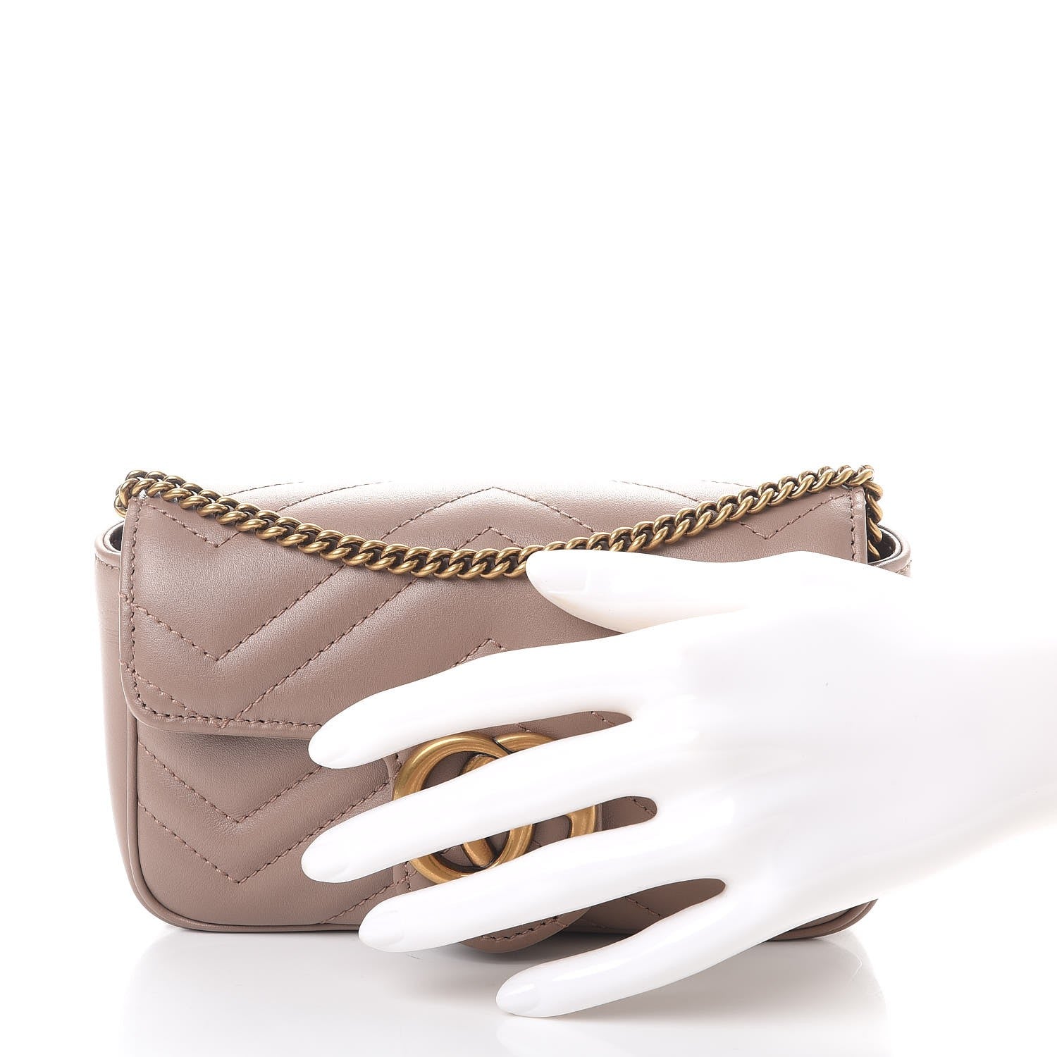 Gucci Calfskin Matelasse Super Mini GG Marmont Shoulder Bag Porcelain Rose 3 of 10