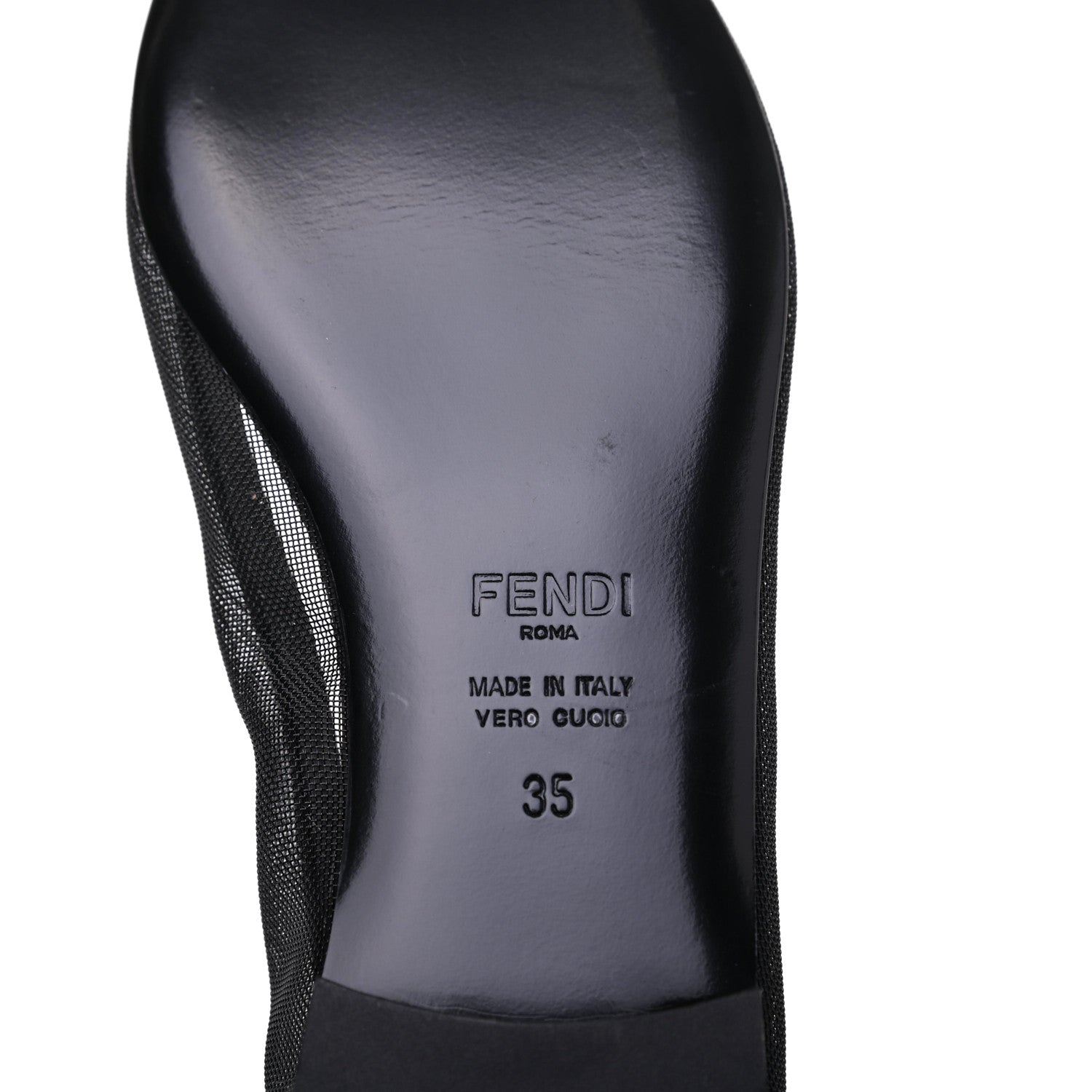 Fendi Mesh FF Skimmer Ballerina Flats 35 Navy Black 6 of 10