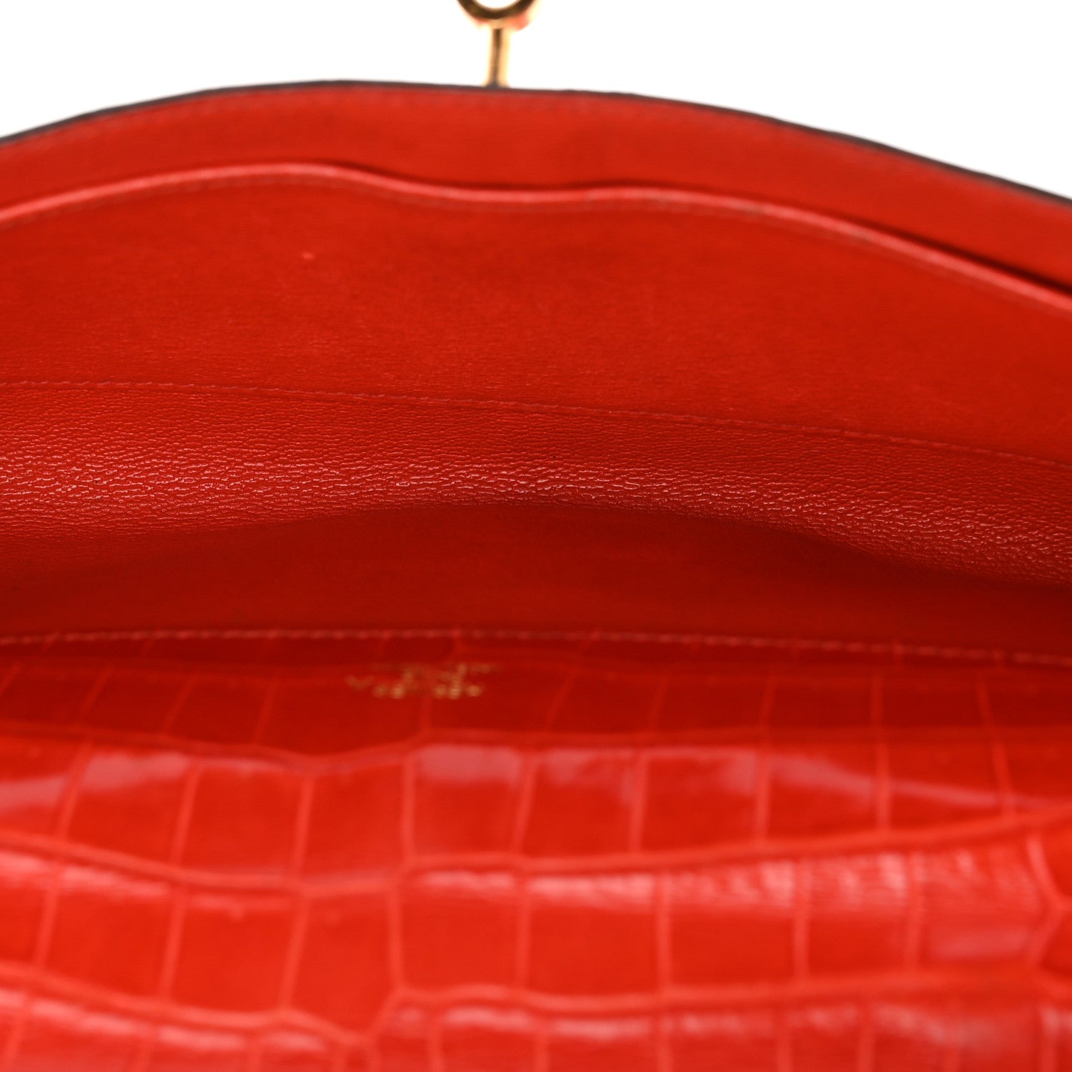Hermes Shiny Porosus Crocodile Kelly Cut Pochette Orange Poppy 5 of 15