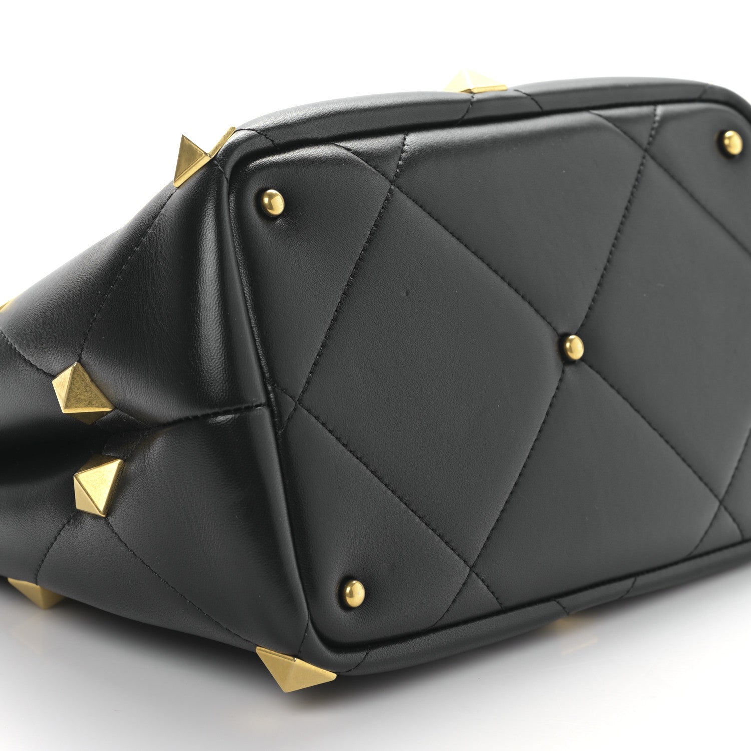 Valentino Garavani Nappa Roman Stud The Handle Bag Black 7 of 8