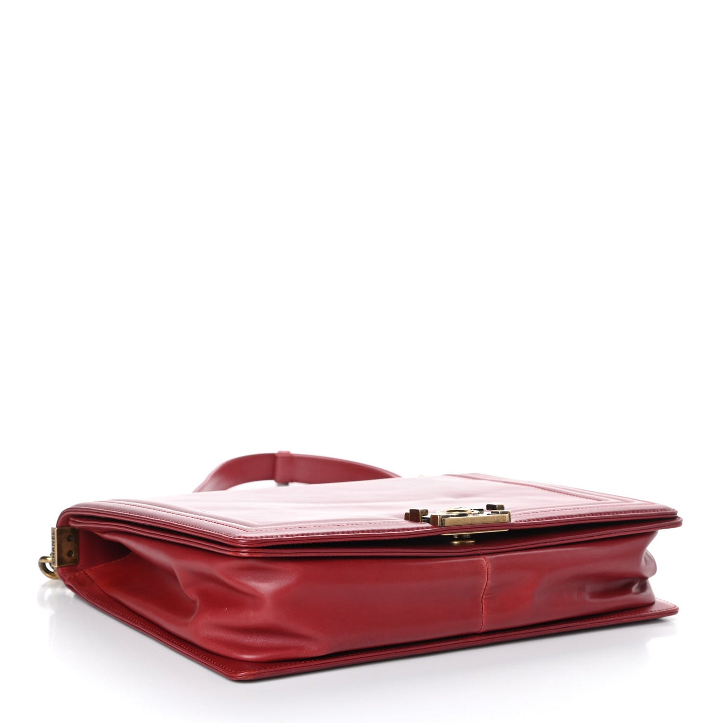 Glazed Calfskin Large Boy Flap Red