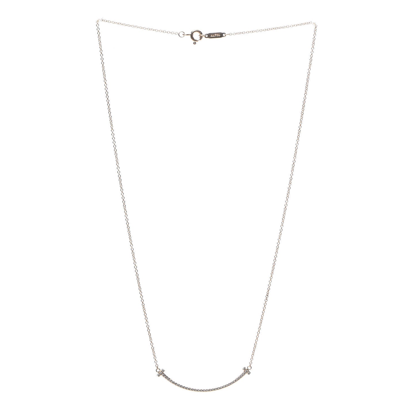 18K Rose Gold Diamond Small T Smile Pendant Necklace