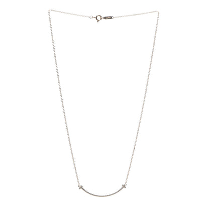 Tiffany 18K Rose Gold Diamond Small T Smile Pendant Necklace 3 of 6