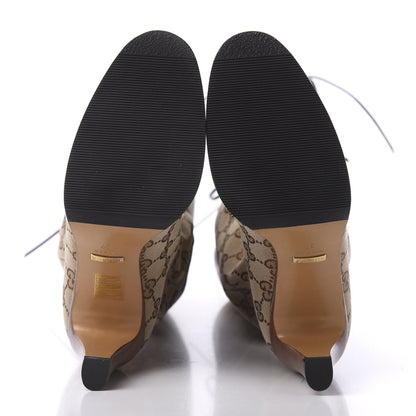 Gucci Monogram Lisa Mid Heel Boots 37 Beige Ebony 5 of 7