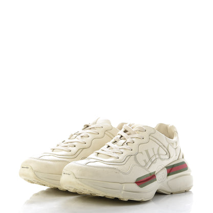 Gucci Calfskin Logo Mens Rhyton Sneakers 7 Ivory 3 of 8