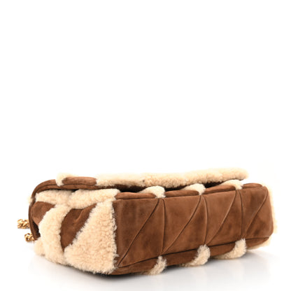 Saint Laurent Suede Shearling Patchwork Monogram Medium Jamie Brown Beige 4 of 10