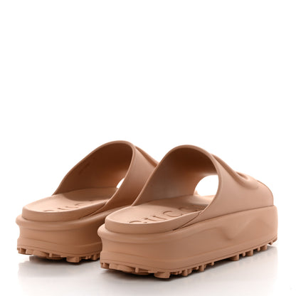Gucci Soft Rubber Mens Interlocking G Platform 42mm Slide Sandals 7 Vintage Camel 4 of 9