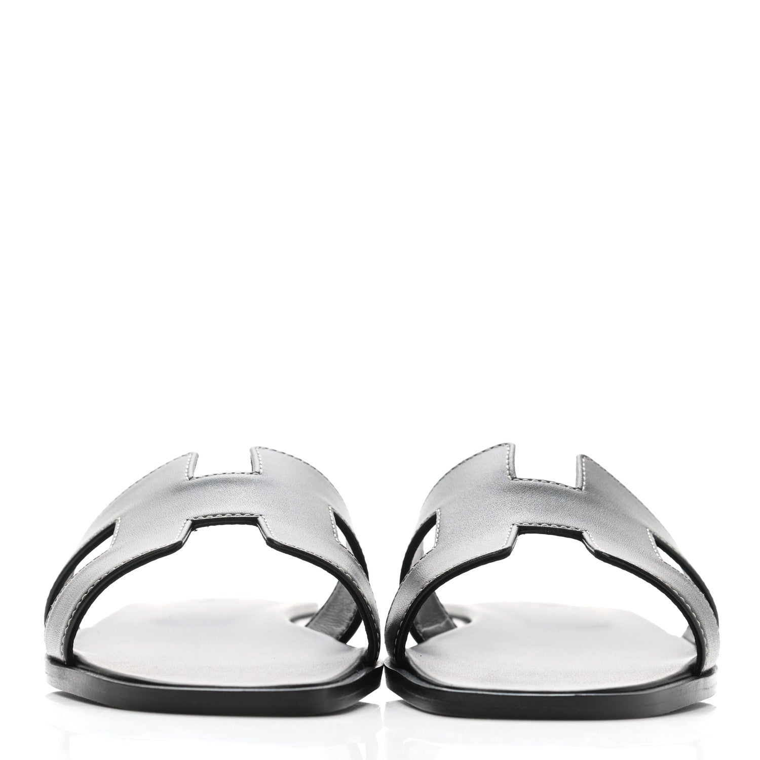 Hermes Box Calfskin Oran Sandals 38 Black 2 of 9