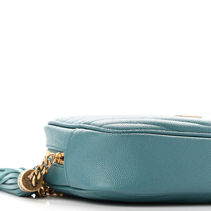 Saint Laurent Grain De Poudre Matelasse Monogram Mini Lou Camera Bag Blue Vert 9 of 9