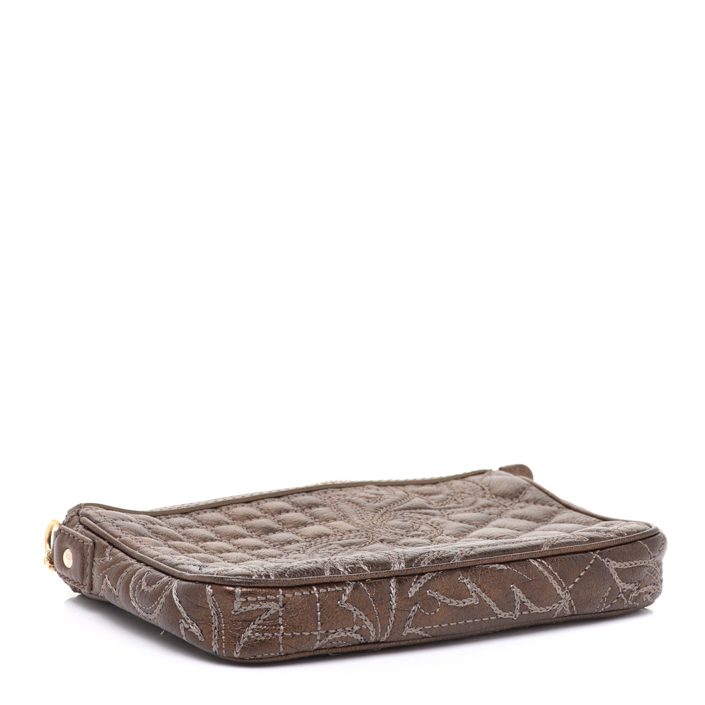 Metallic Nappa Barocco Quilted Vanitas Chain Pochette Bronze