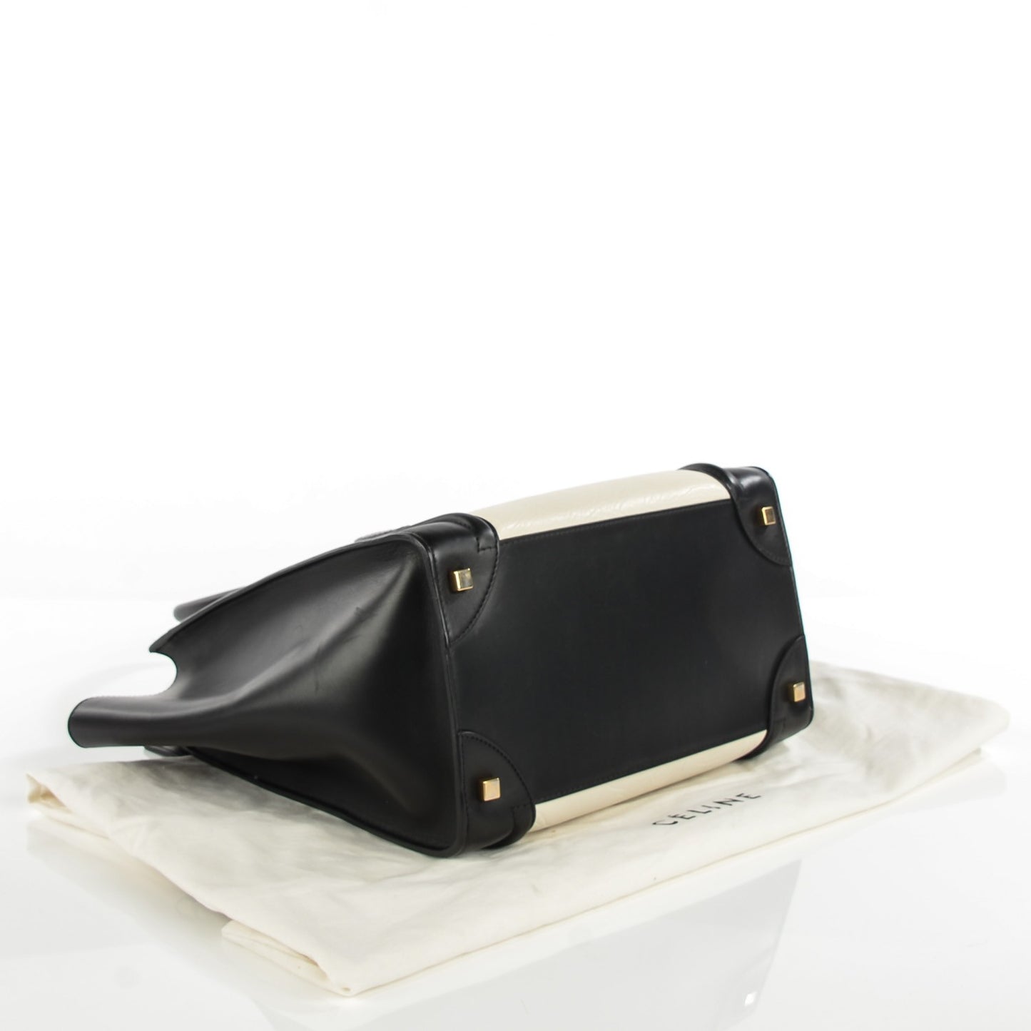 Smooth Calfskin Shrunken Lambskin Mini Bi-Color Luggage Black White