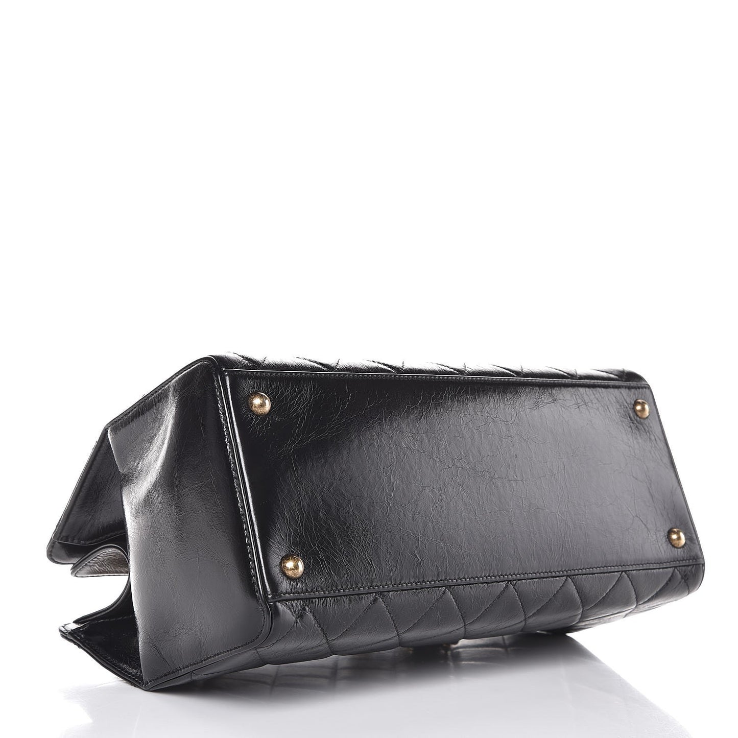 Glazed Calfskin Perfect Edge Tote Black