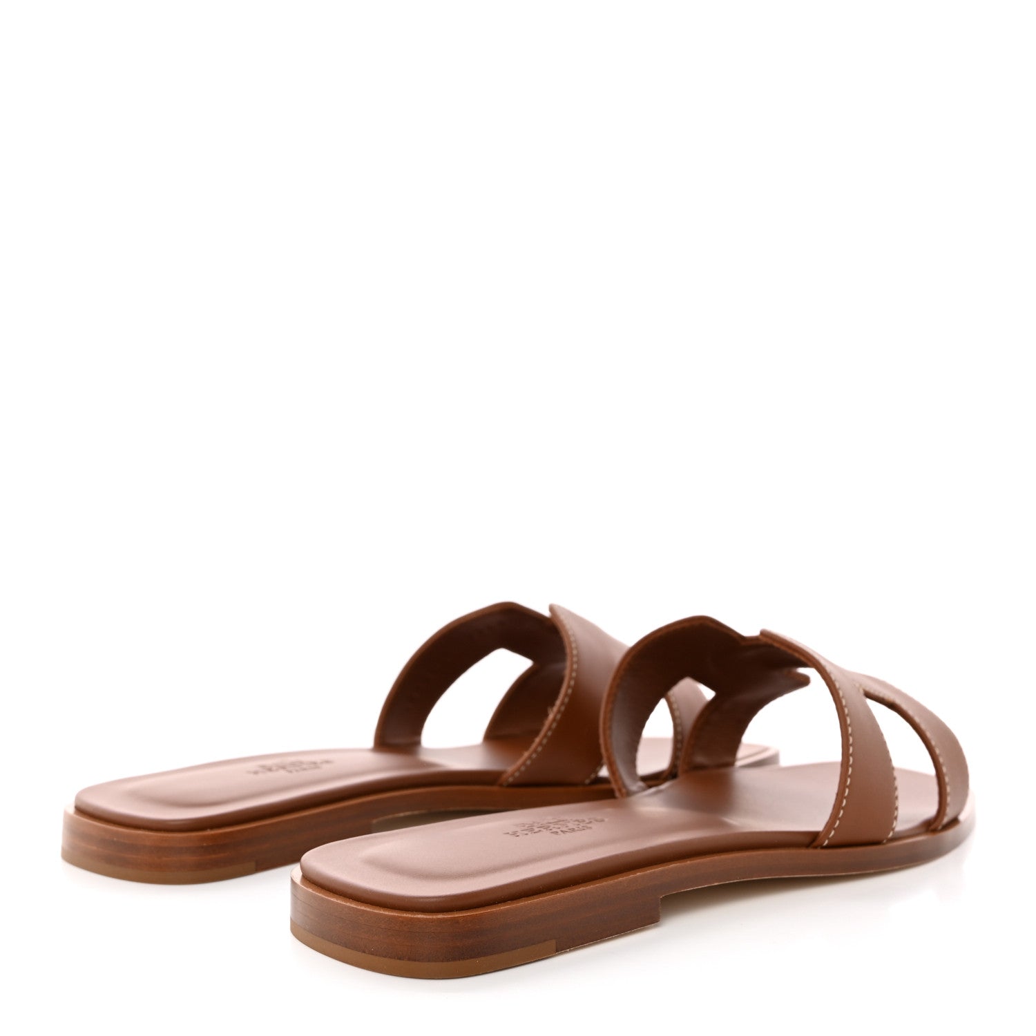 Hermes Box Calfskin Oran Sandals 37 Gold 4 of 9