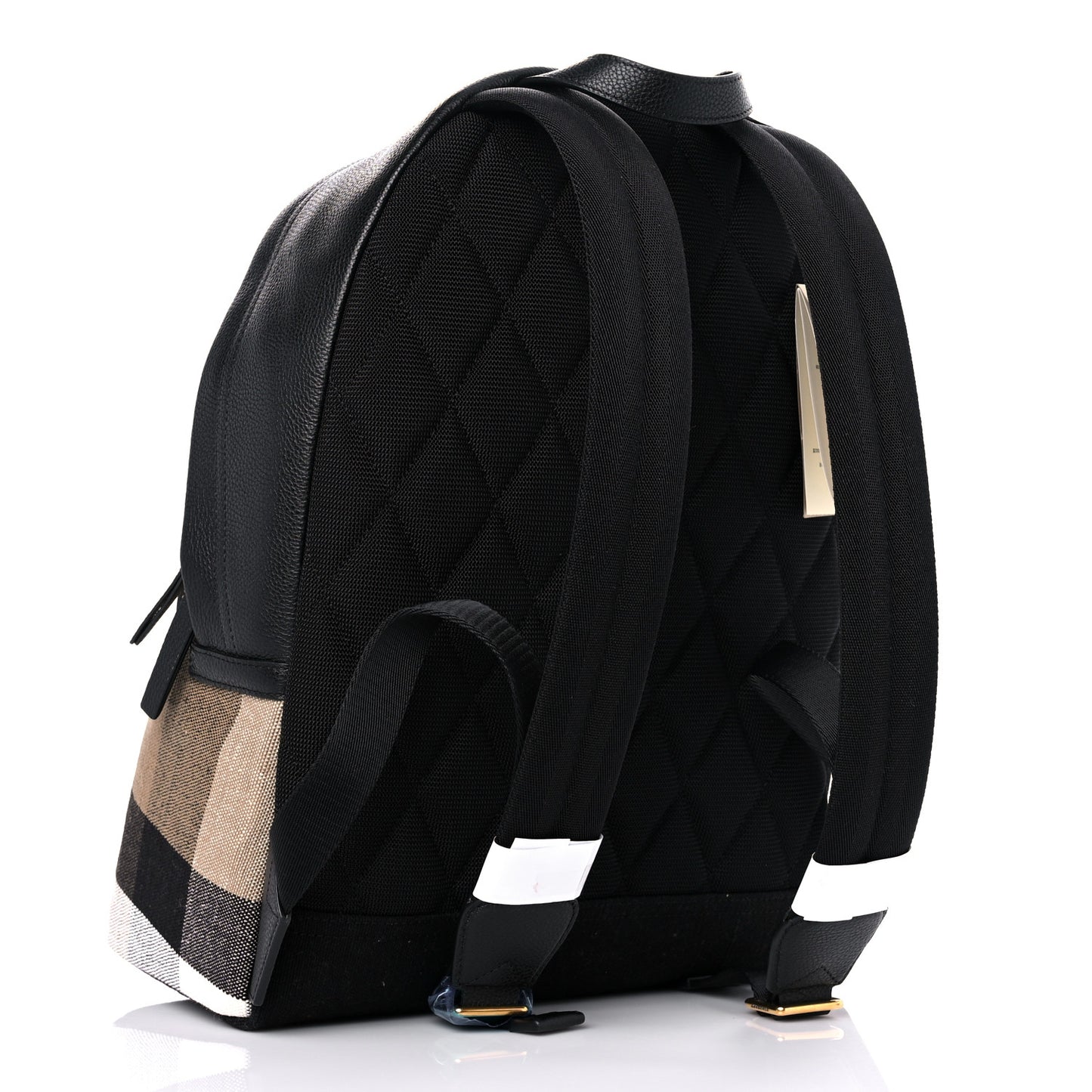 Mega Check Calfskin Abbeydale Simple Backpack Black Camel