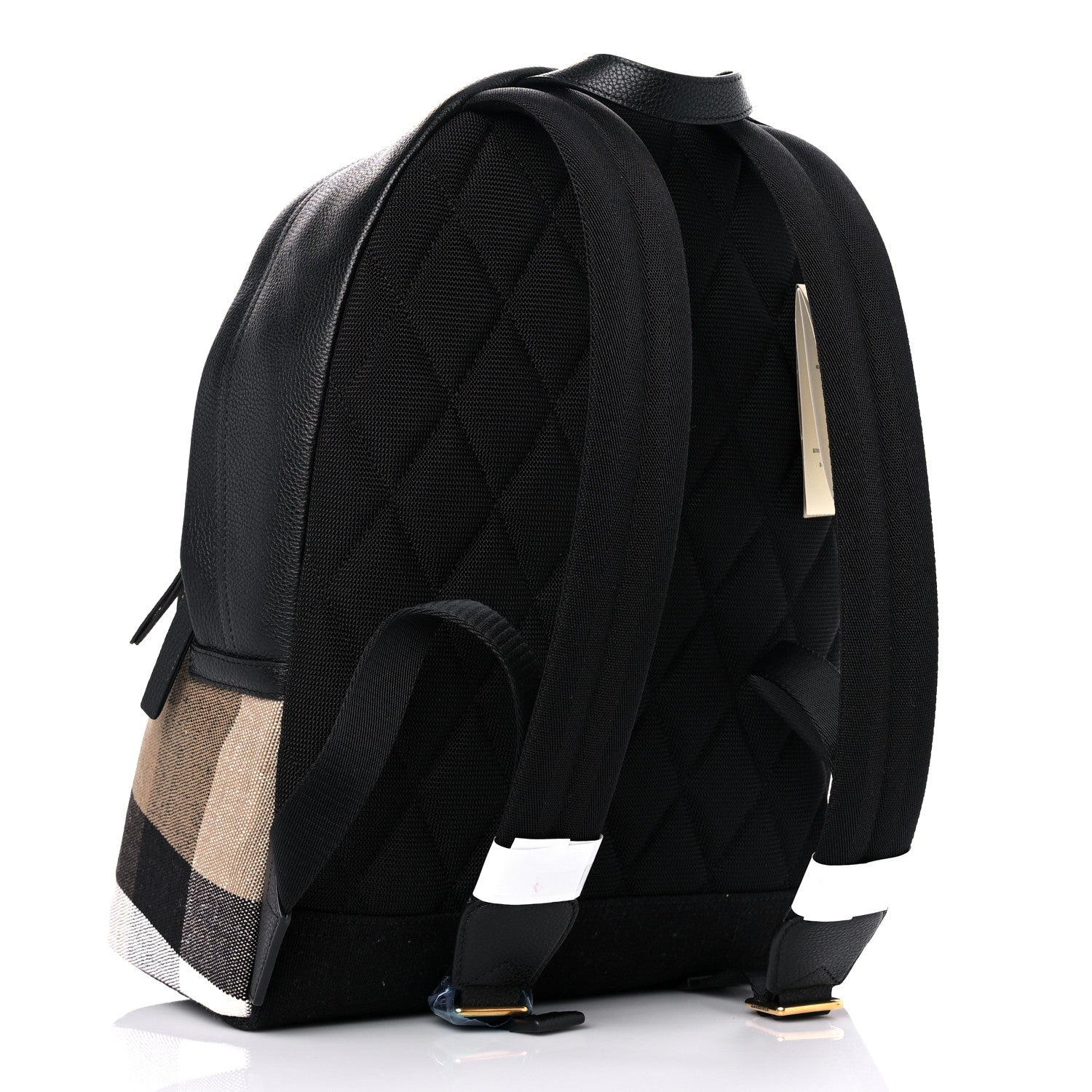 Burberry Mega Check Calfskin Abbeydale Simple Backpack Black Camel 3 of 10