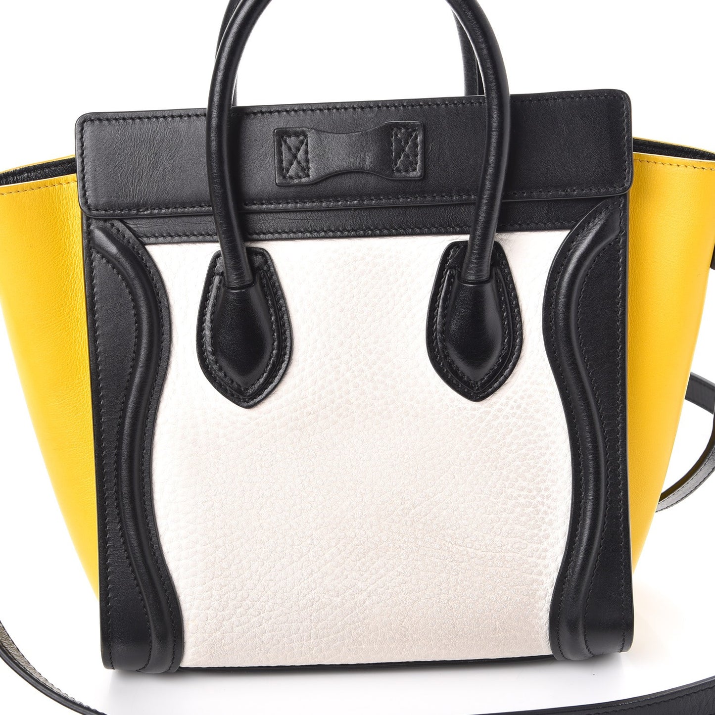 Smooth Drummed Calfskin Nano Tri-Color Luggage White