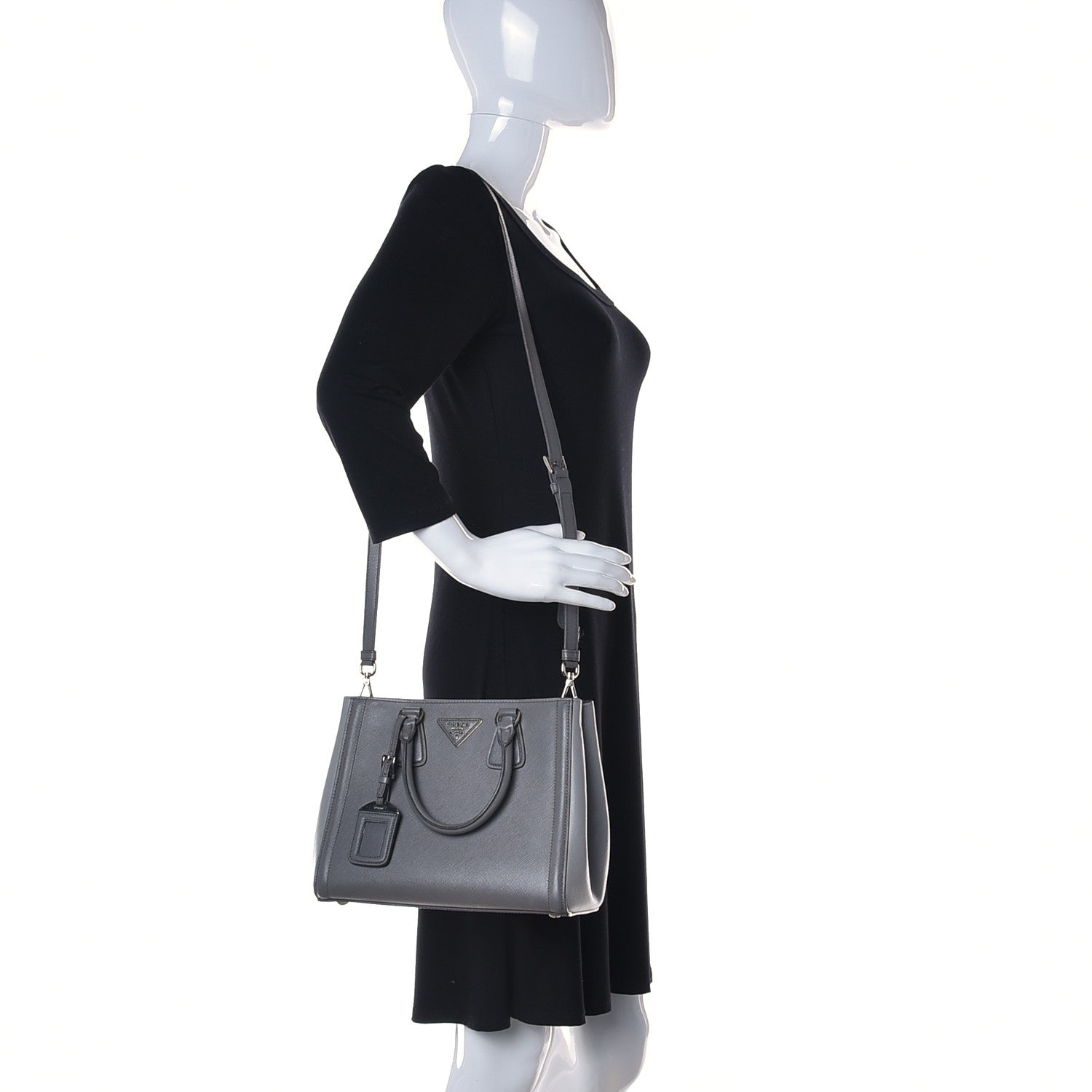 Prada Saffiano Lux Bi-Color Tote Marmo Nube 2 of 14