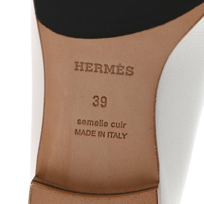 Hermes Calfskin Womens Paris Loafers 39 White 6 of 8