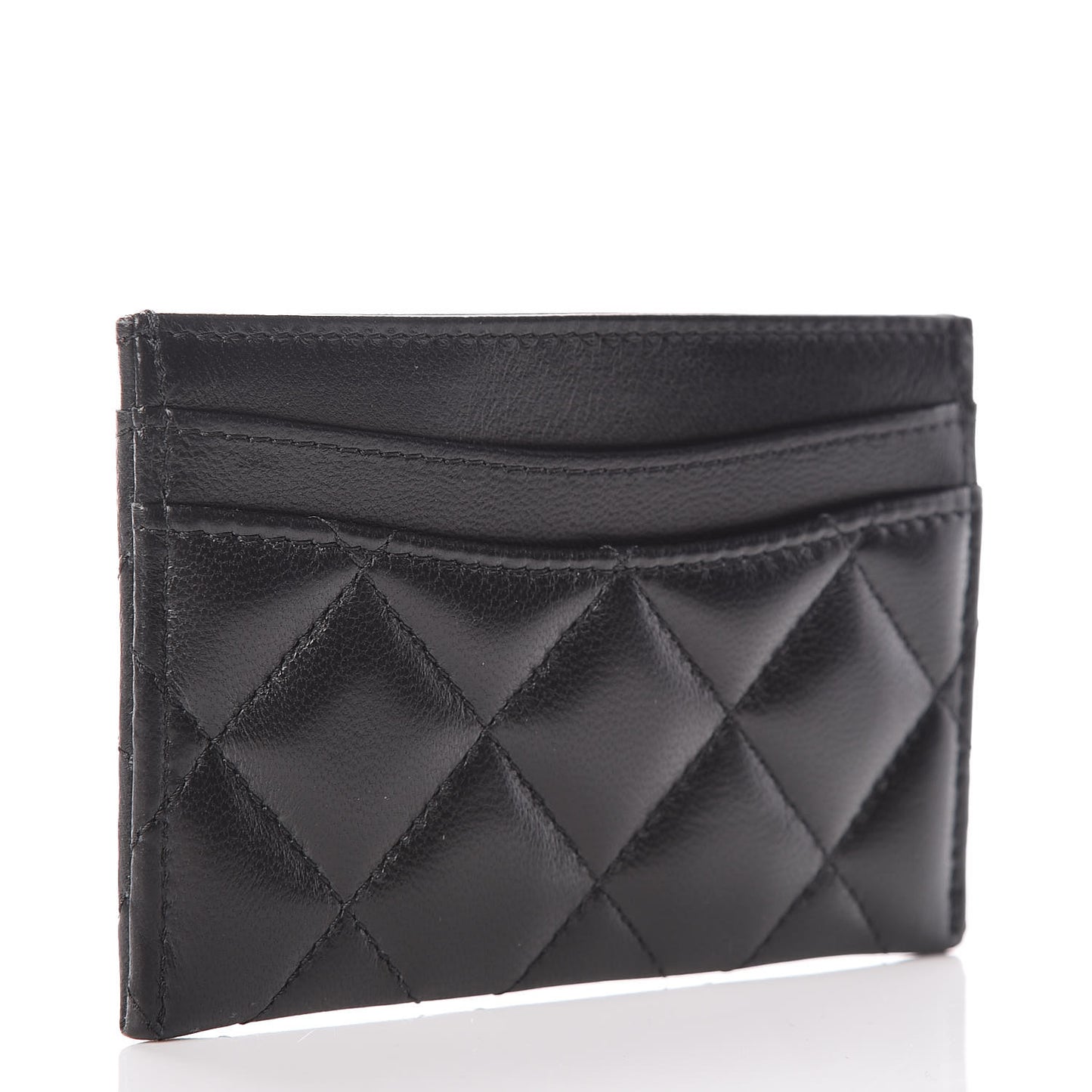 Lambskin Quilted Card Holder Black