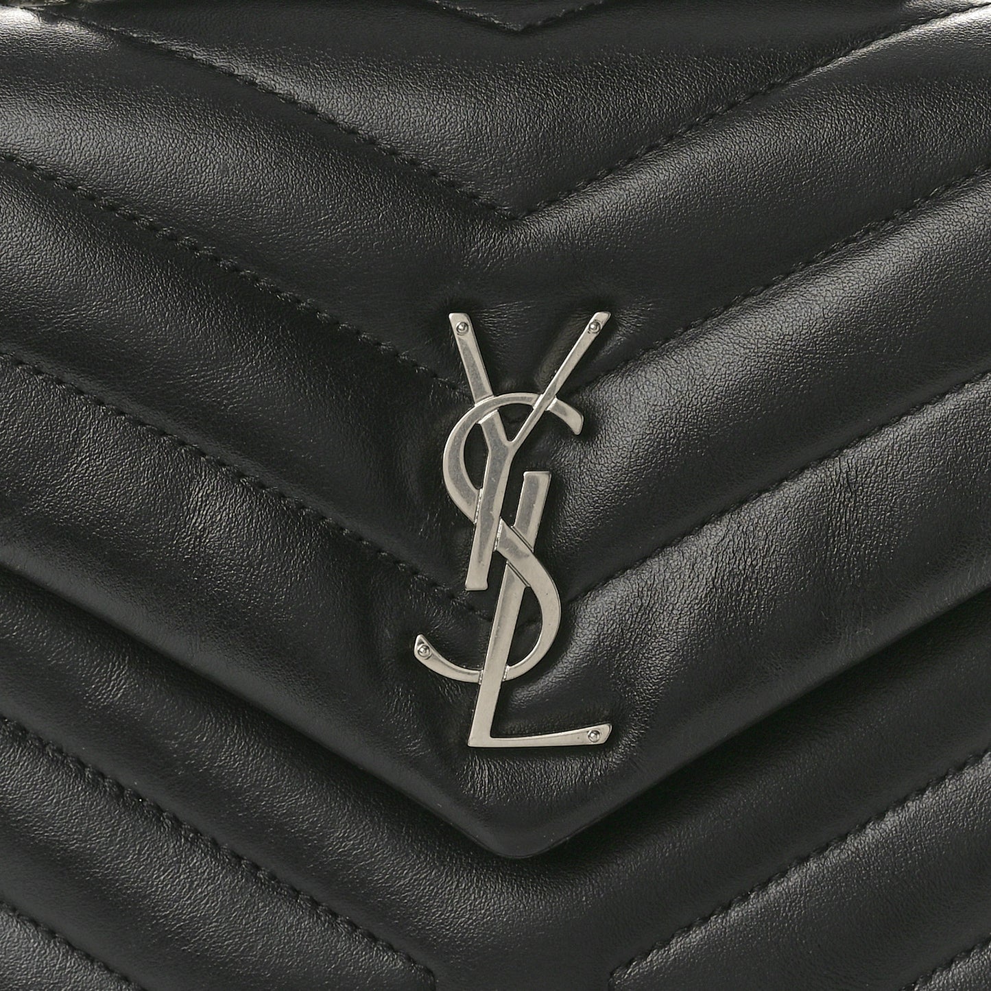 Calfskin Y Quilted Monogram Small Loulou Chain Satchel Black