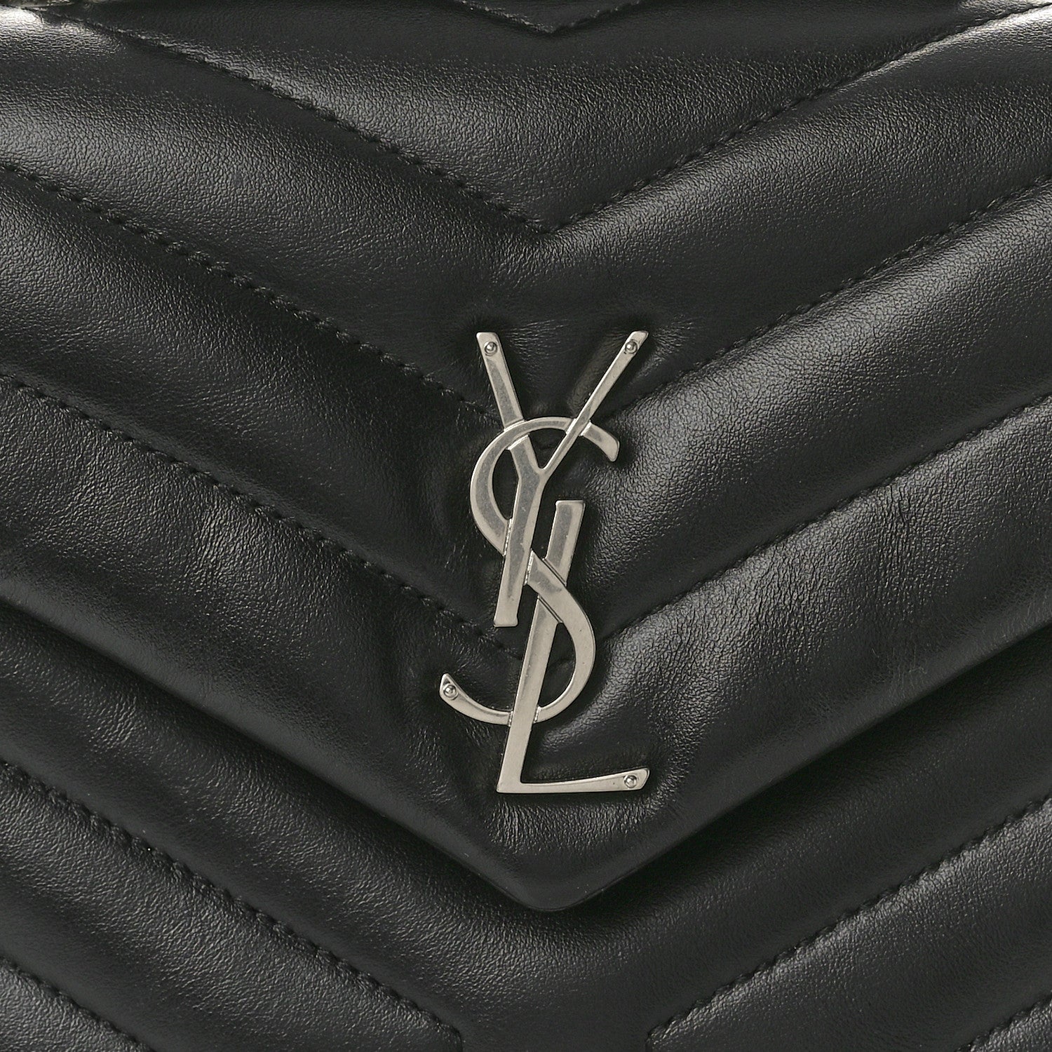 Saint Laurent Calfskin Y Quilted Monogram Small Loulou Chain Satchel Black 9 of 12