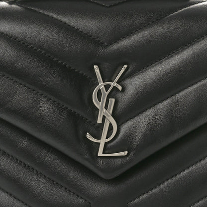 Saint Laurent Calfskin Y Quilted Monogram Small Loulou Chain Satchel Black 9 of 12