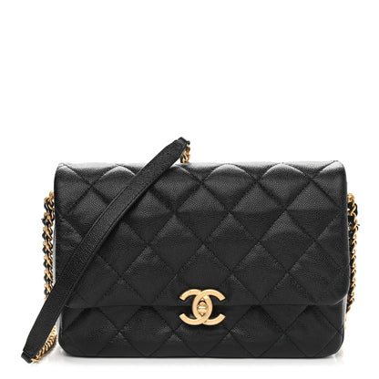 Chanel Shiny Caviar Quilted Large Chain Melody Flap Black 1 of 9