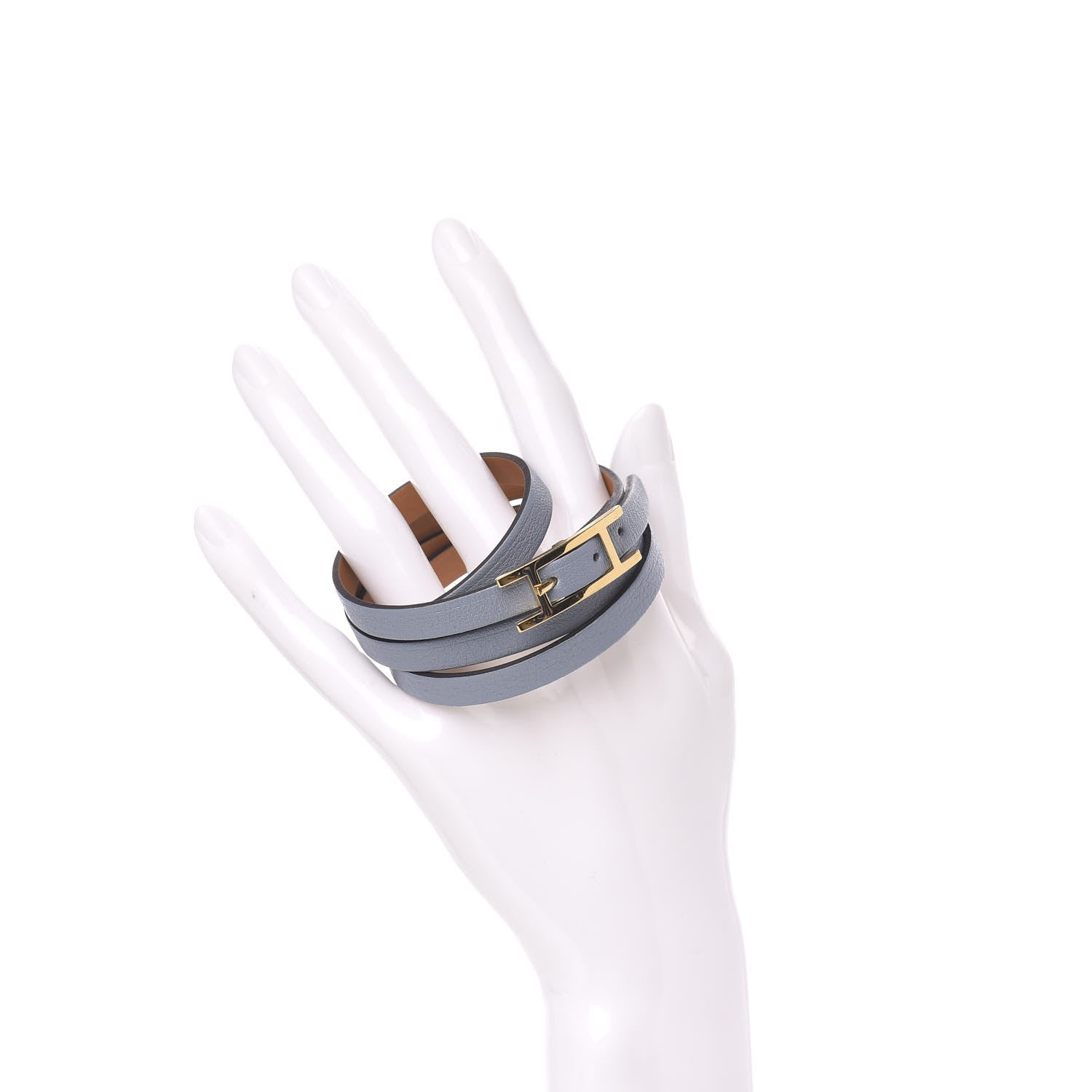 Hermes Swift Hapi 3 MM Triple Tour Wrap Bracelet M Bleu Lin 2 of 6