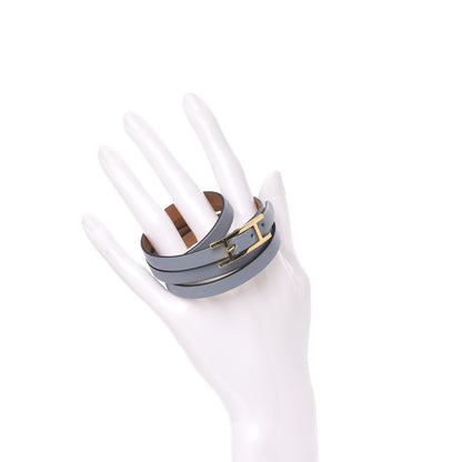 Hermes Swift Hapi 3 MM Triple Tour Wrap Bracelet M Bleu Lin 2 of 6