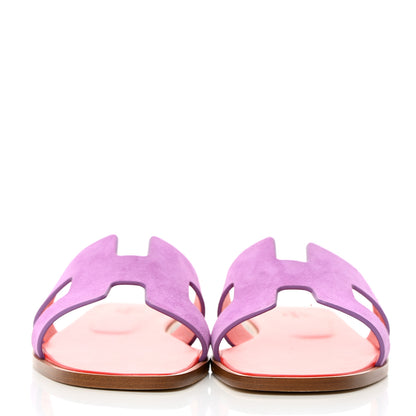 Hermes Suede Goatskin Oran Sandals 39 Violet Parme 2 of 8