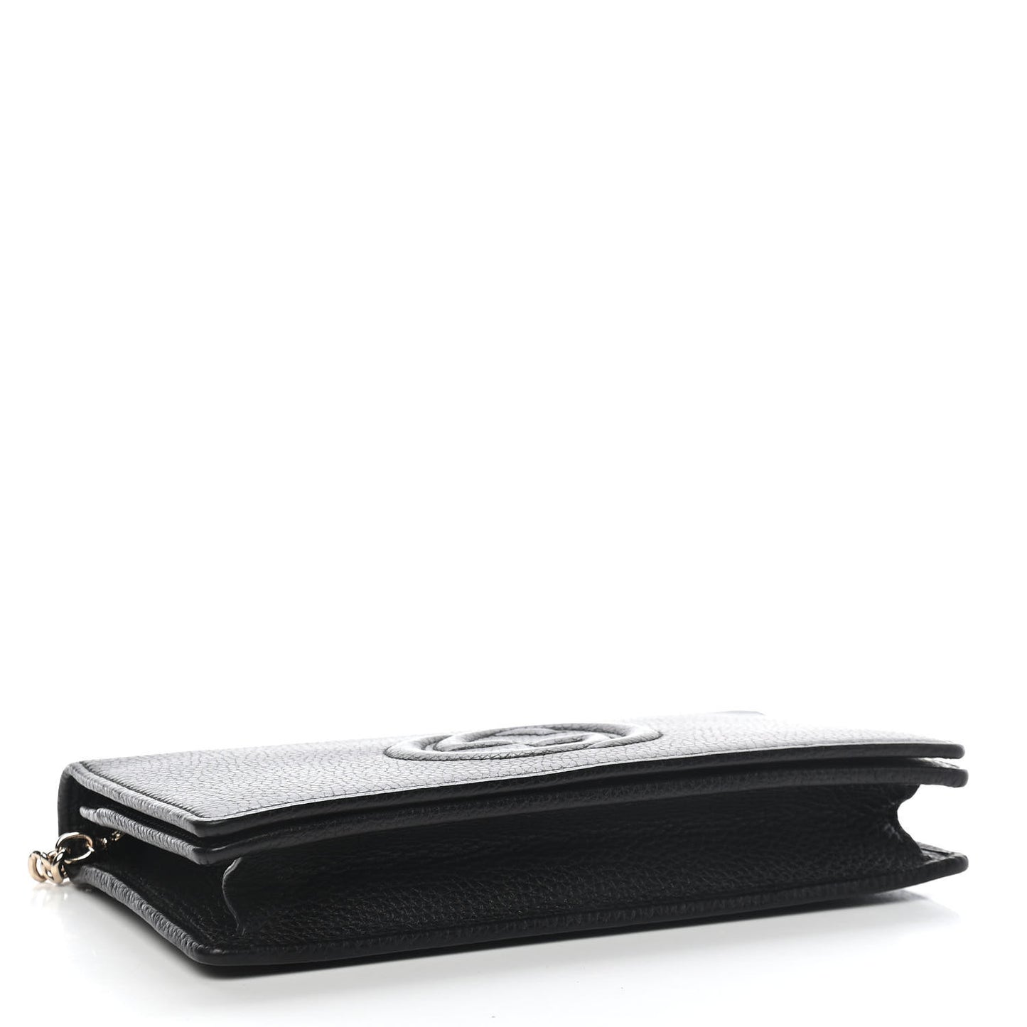 Pebbled Calfskin Soho Wallet on Chain Black